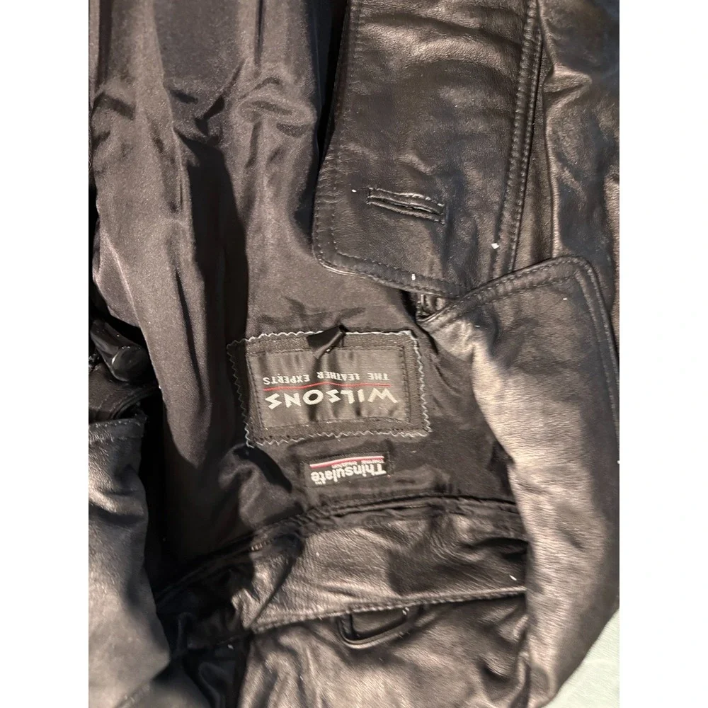 Wilsons Leather Mens‎ Black Trench Coat 3M Thinsulate Insulated Lined